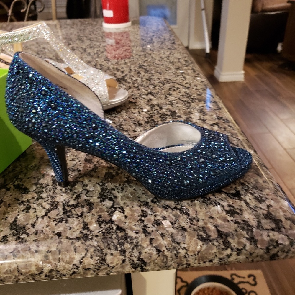 Blue sparkle heels